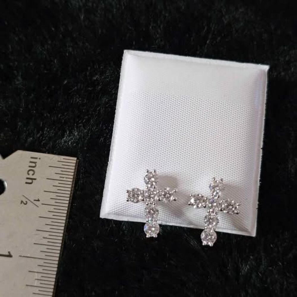 2.5CTW Moissanite Cross Lever back earrings in .925 silver
